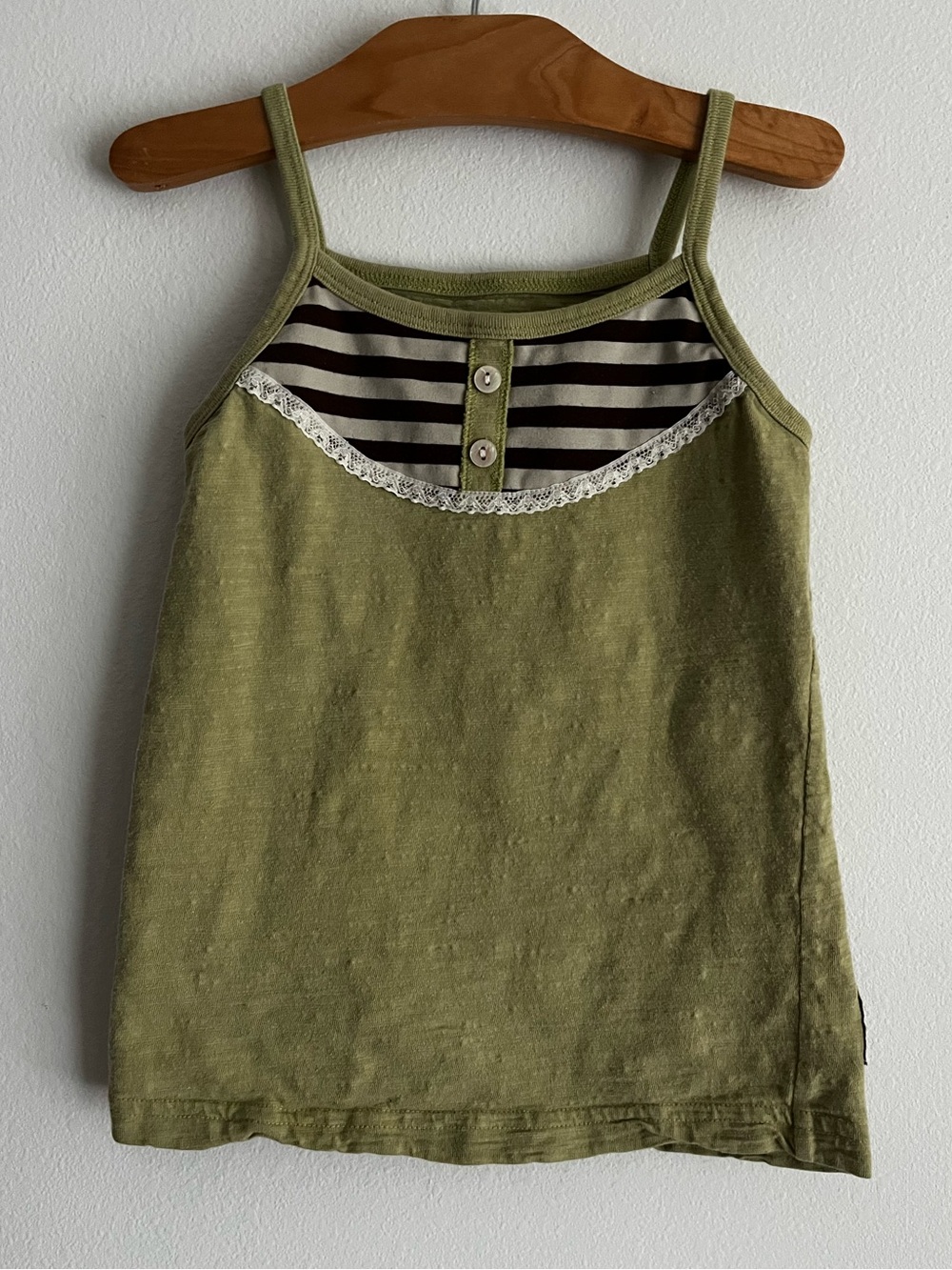 Matilda Jane Olive Green Tank with Striped Yoke